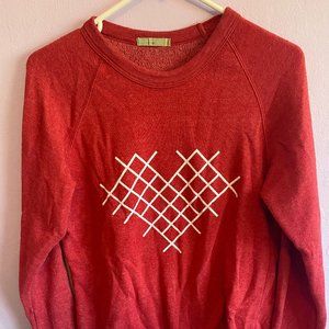 Cross-stitch heart crew-neck
